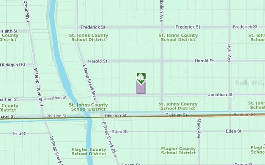 This is a map showing the location of a property near local streets and districts — 4720 JONATHAN STREET, HASTINGS, FL