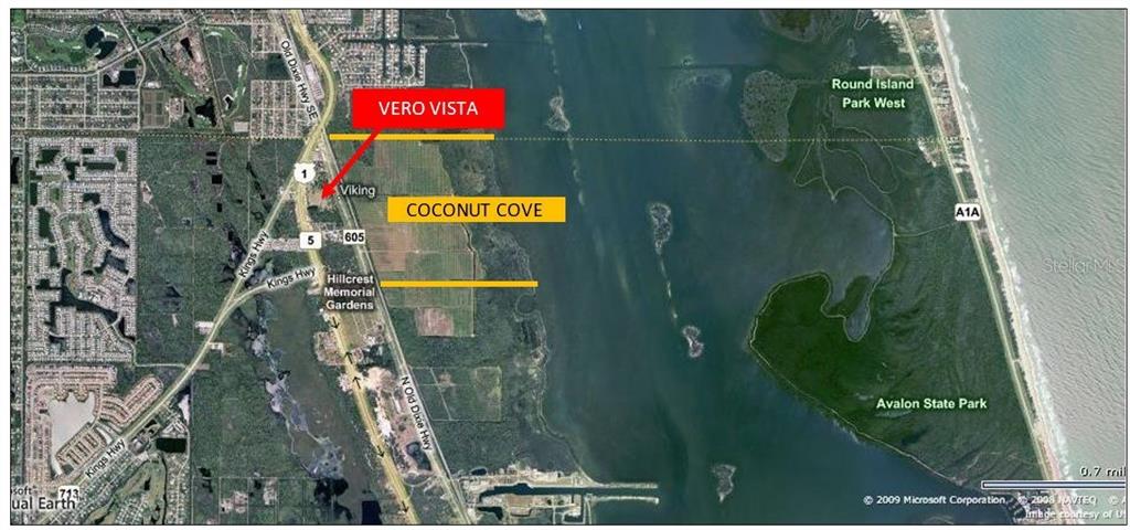 This map shows the location of Vero Vista and Coconut Cove near the Florida coastline — 6489 OLD DIXIE HWY, FORT PIERCE, FL