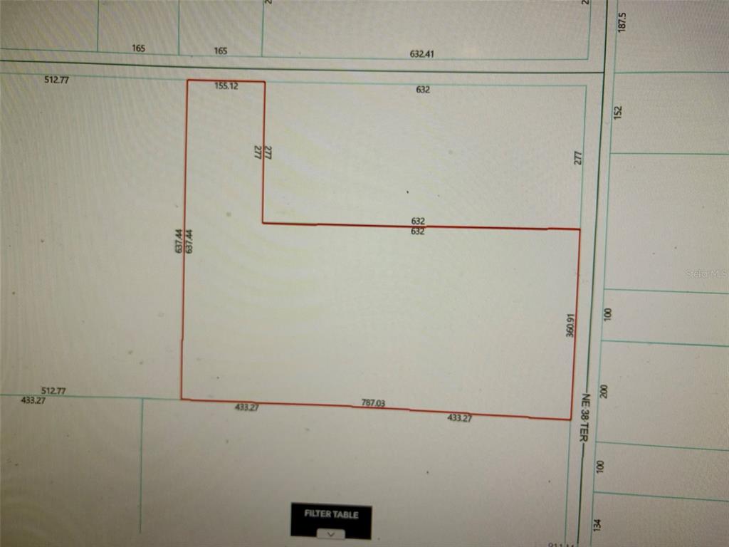 This is a property survey map showing lot boundaries and dimensions — 3650 NE 95TH STREET, ANTHONY, FL