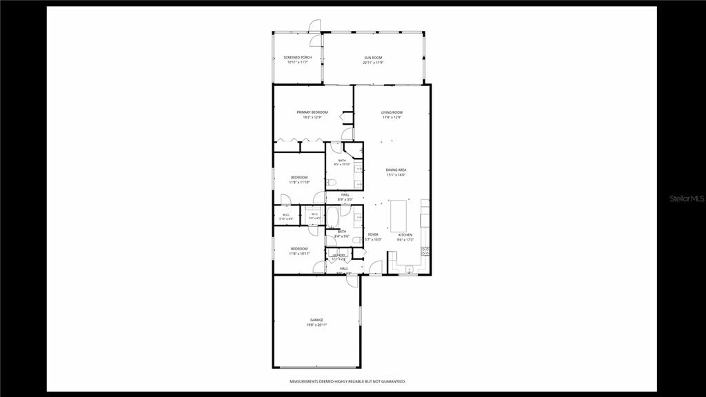 This is a floor plan showing the layout of a single-story house with a garage — 3855 RODEO DRIVE, SEBRING, FL