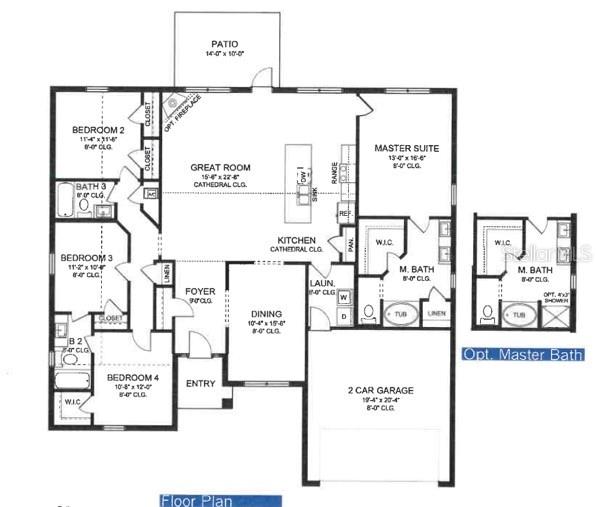 This is a floor plan for a single-story house featuring four bedrooms and a two-car garage — 3710 OCEANSIDE ST., NORTH PORT, FL