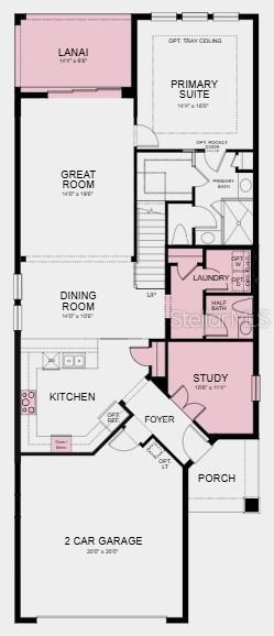 This floor plan shows a single-story home layout with a garage, kitchen, and primary suite — 11400 STRONG STEM ROW, SAN ANTONIO, FL