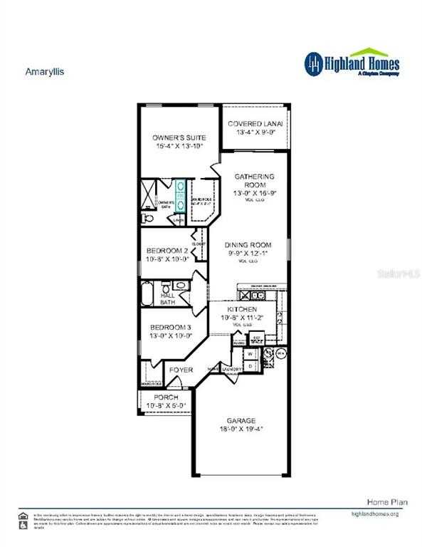 This is a floor plan for a house featuring three bedrooms, a garage, and a lanai — 6068 WILD PETUNIA DRIVE, WIMAUMA, FL