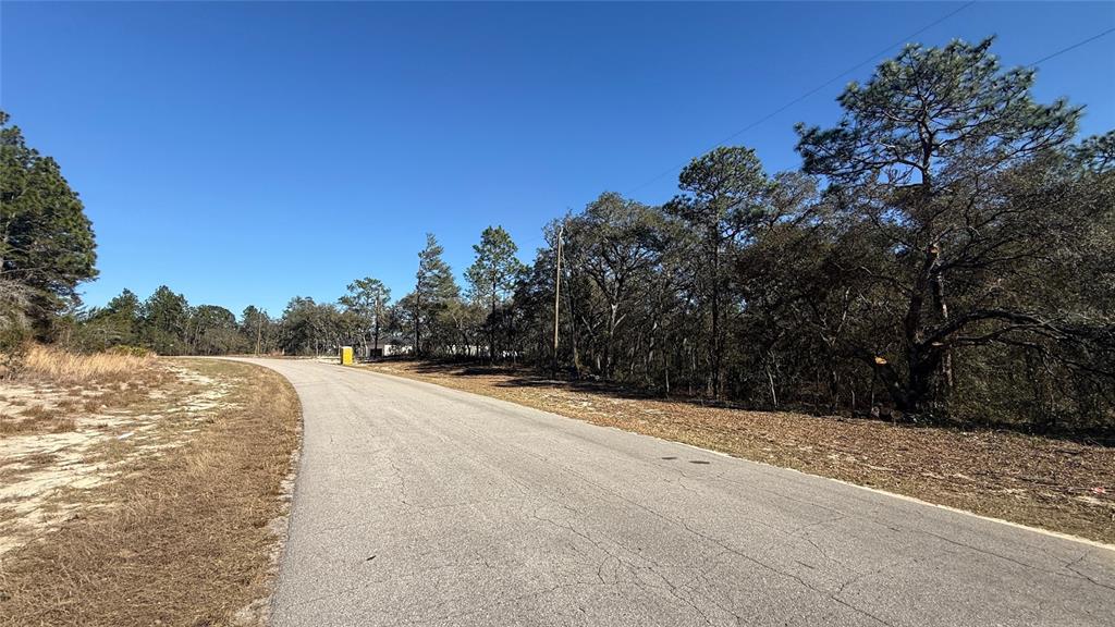 A paved road curves through a wooded area under a clear blue sky — LOT 11 MARION OAKS PASS, OCALA, FL