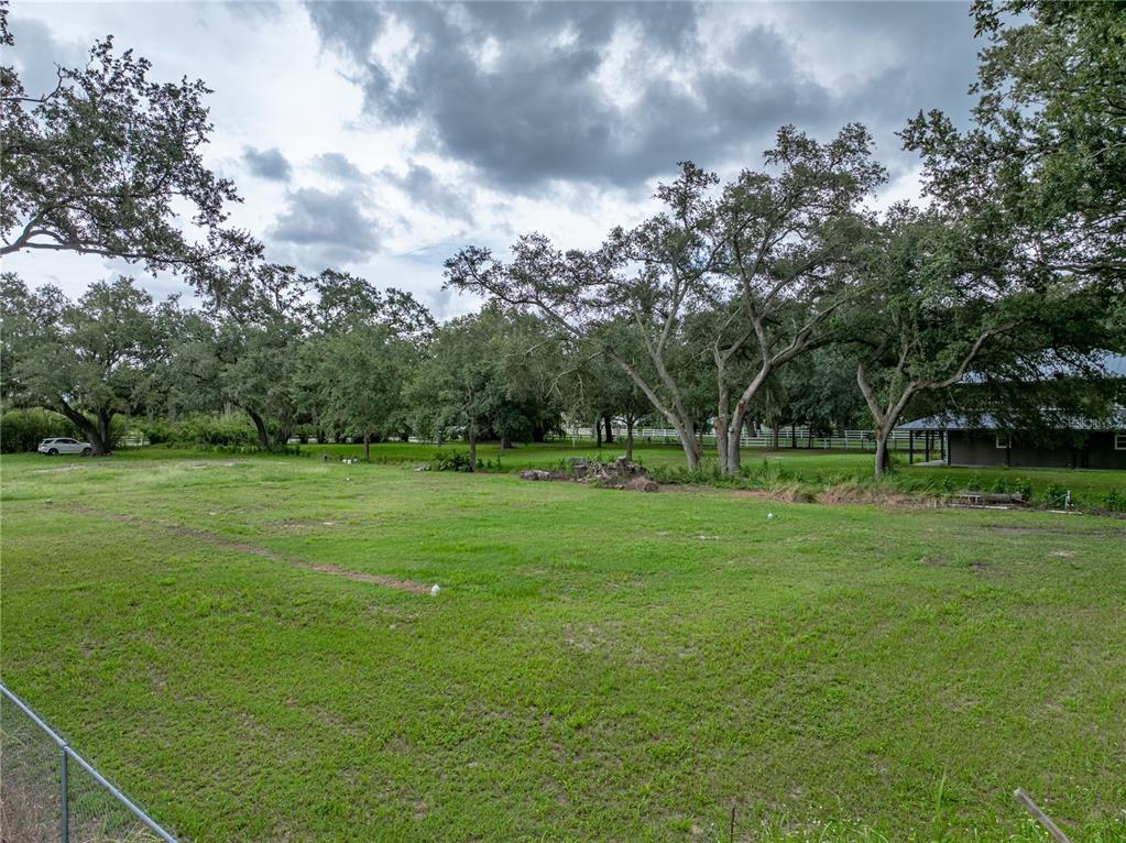 A grassy, open lot features several large oak trees and a distant white fence — OLD BERKLEY ROAD, AUBURNDALE, FL