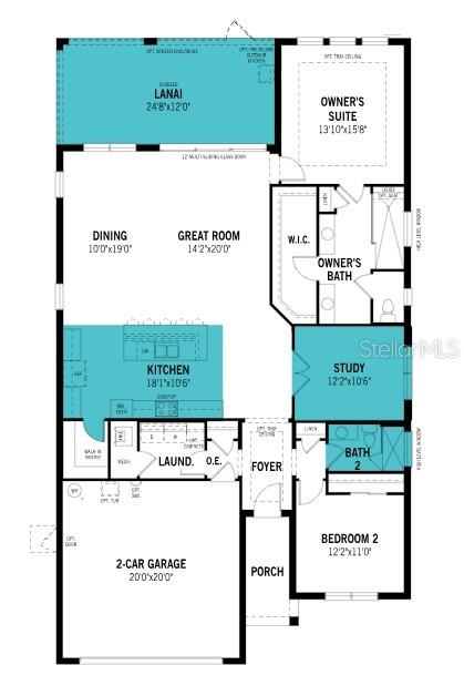 This is a floor plan for a single-story house with a two-car garage — 18319 CHROMATA DRIVE, VENICE, FL