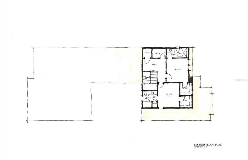 This is a floor plan rendering of a single-story home with a pool and garage — 662 JAMES MOORE DRIVE, MOUNT DORA, FL