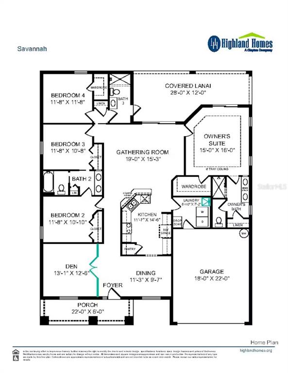 This is a floor plan for a single-story home featuring four bedrooms, a garage, and lanai — 8880 PARKINSON PLACE, WILDWOOD, FL