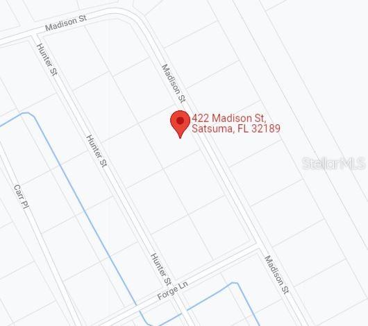 This is a map showing the location of a property in Satsuma, Florida — 422 MADISON STREET, SATSUMA, FL