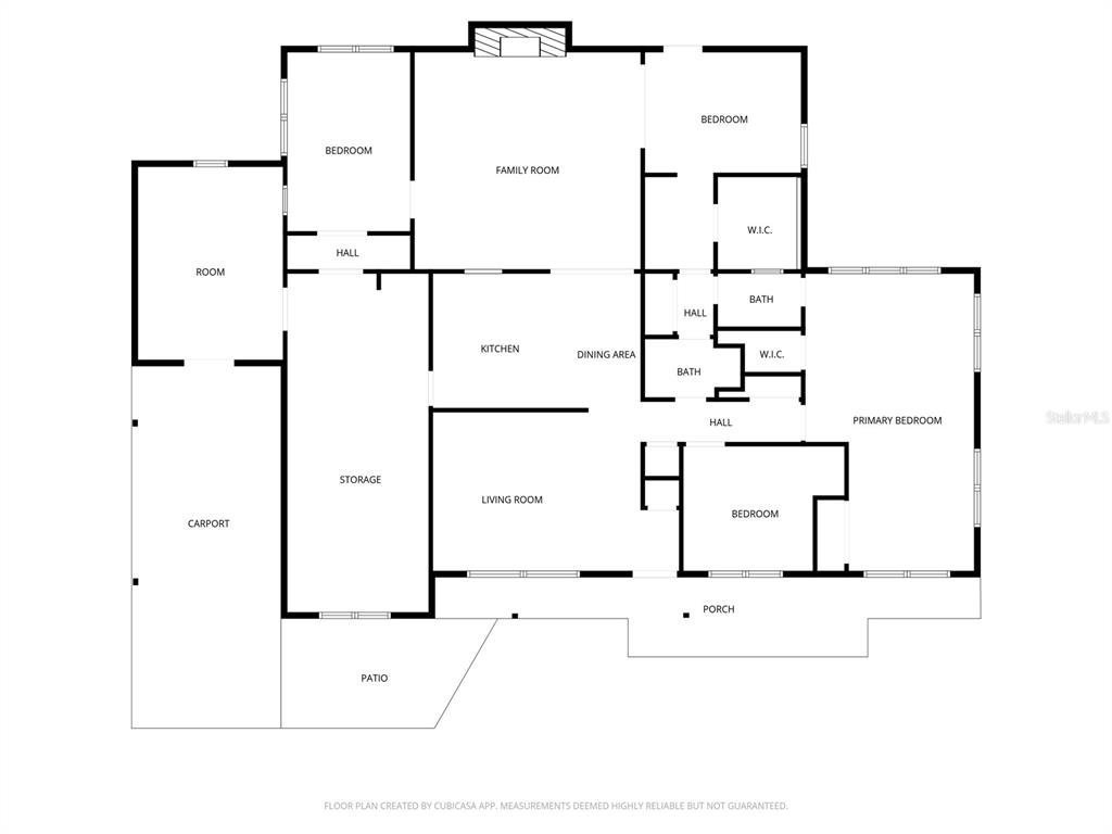 This is a floor plan of a house featuring a carport, patio, and porch — 760 MANOR DRIVE, BARTOW, FL