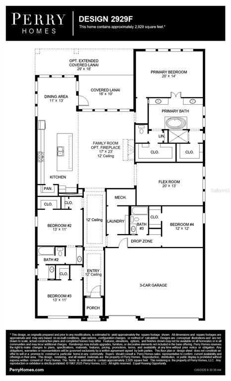 This floor plan shows a single-story home layout featuring four bedrooms, a three-car garage, and a lanai — 5569 VIBRANT VINE DRIVE, WIMAUMA, FL