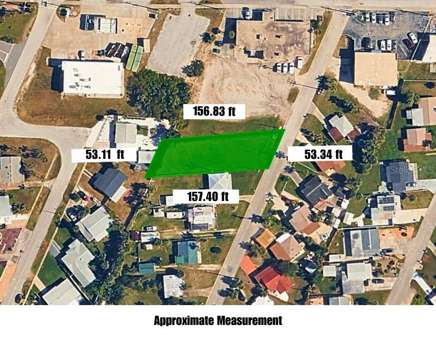 An aerial view shows a rectangular plot of land highlighted in green with boundary measurements — 3 BROOKS DRIVE, ORMOND BEACH, FL