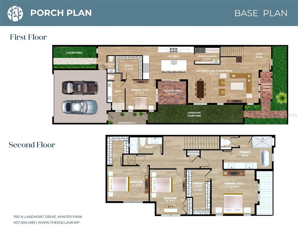 This floor plan shows the first and second levels of a residential home — 901 ENCLAVE PLACE, WINTER PARK, FL
