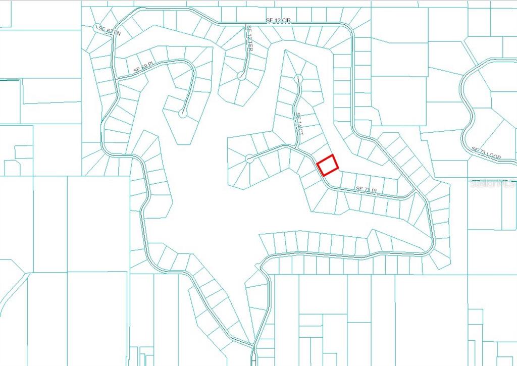 This is a plat map showing a highlighted residential lot within a subdivision — 1555 SE 73RD PLACE, OCALA, FL