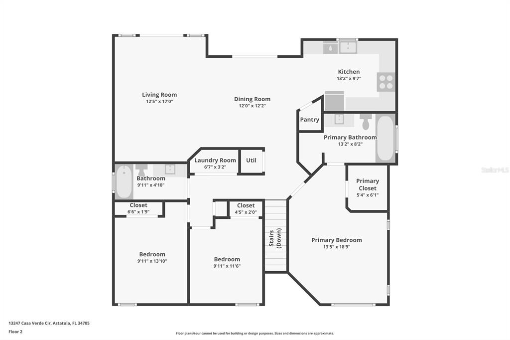 This is a floor plan for the second level of a residential home — 13247 CASA VERDE CIRCLE, ASTATULA, FL