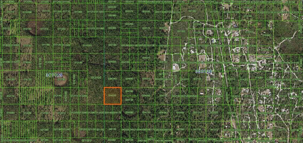This is a satellite map showing a highlighted rectangular land parcel among many others — RIVER RANCH, FROSTPROOF, FL