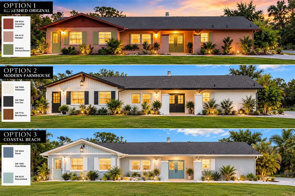 A single-story house with a pink exterior sits on a large, grassy lot — 9550 PURDY STREET, SPRING HILL, FL