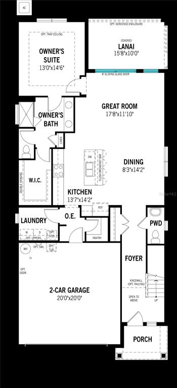 This is a floor plan for a single-story home featuring a garage, kitchen, and lanai — 34854 ARBOR RETREAT DRIVE, DADE CITY, FL