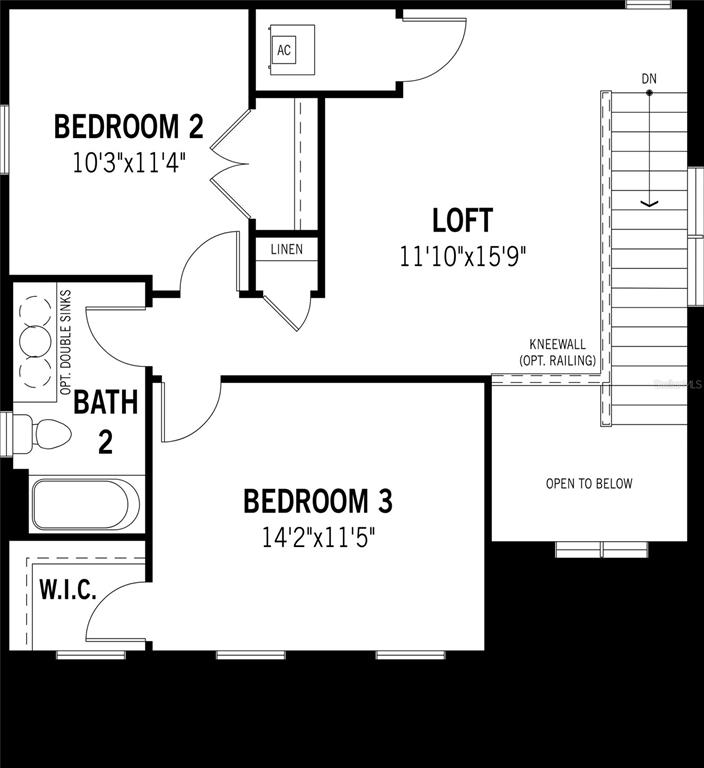 This floor plan shows an upper level with a loft, two bedrooms, and a bathroom — 34854 ARBOR RETREAT DRIVE, DADE CITY, FL
