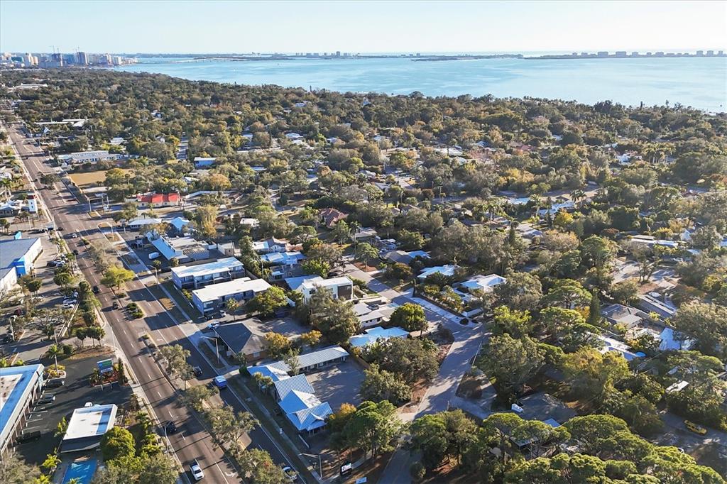 A single-story house with a flat roof, light-colored siding, and a large front yard — 5201 STEVENS DRIVE, SARASOTA, FL