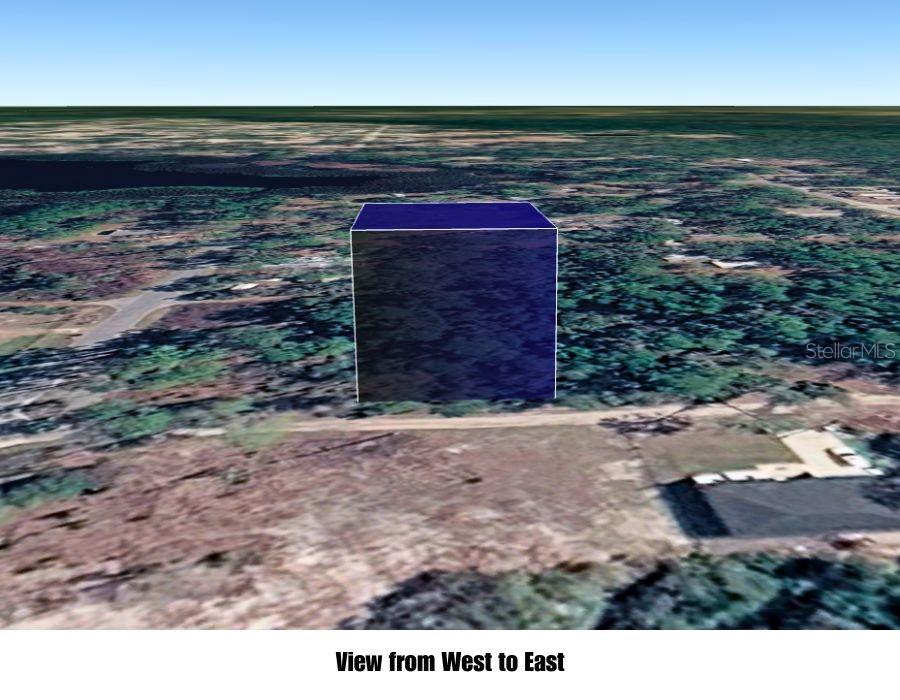 An aerial rendering shows a blue cube superimposed over a wooded landscape — CAROLINA STREET, PAISLEY, FL