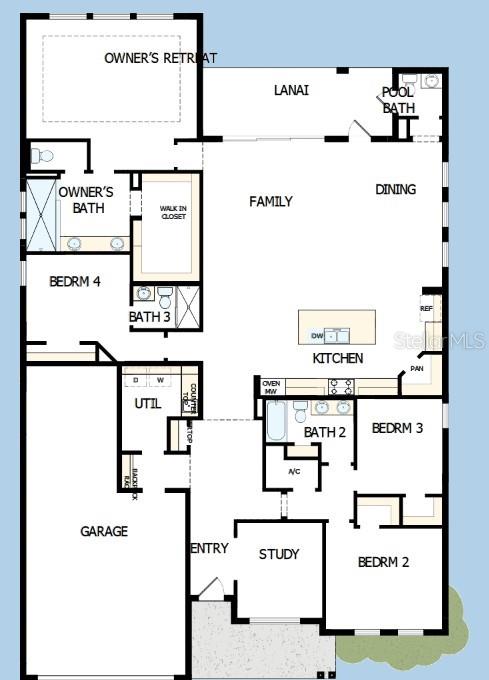 This is a floor plan for a single-story house featuring four bedrooms and a garage — 17988 FOXTAIL LOOP, VENICE, FL