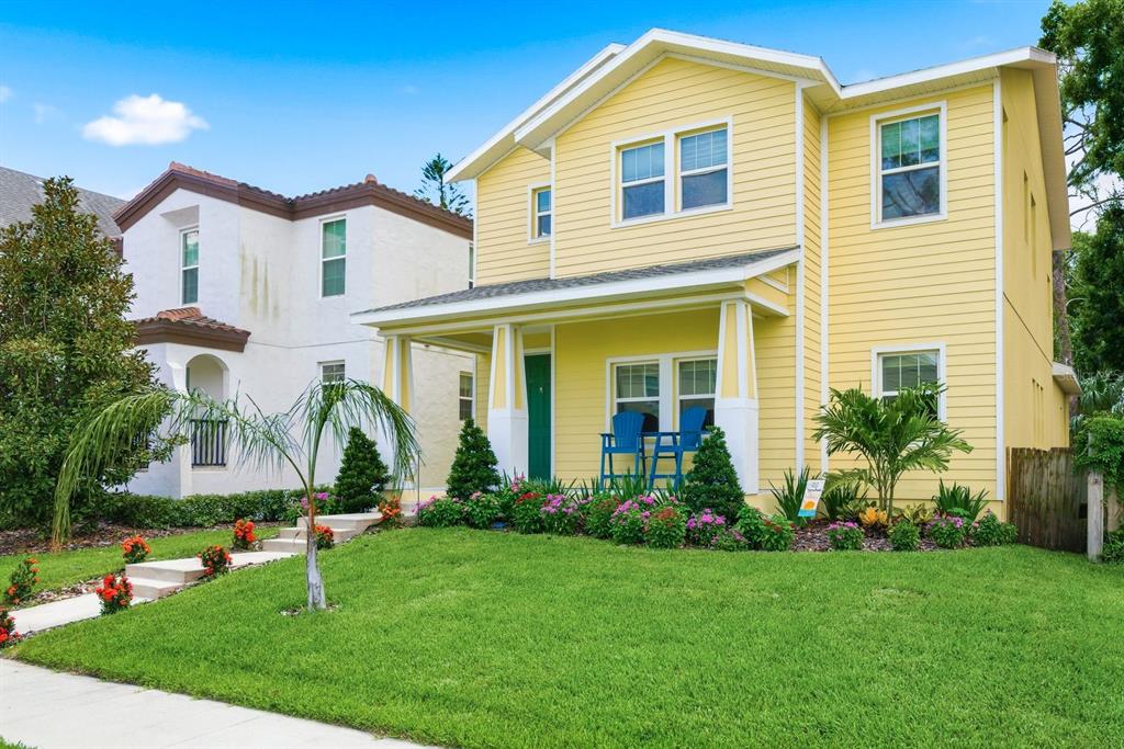 An aerial view shows a residential neighborhood with a red arrow pointing to a house — 4920 3RD STREET N, ST PETERSBURG, FL