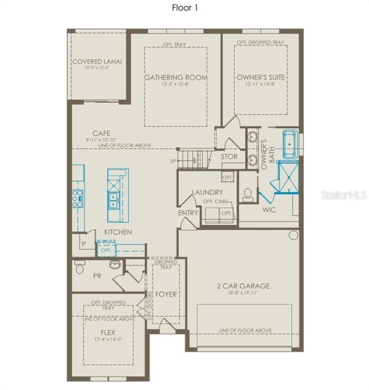 This is a floor plan for the first level of a residential home — 5513 SETTLINGSTONE LANE, ST CLOUD, FL