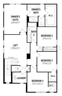This is a floor plan for the second level of a four-bedroom residential home — 13463 GOOD VIBES AVENUE, ORLANDO, FL