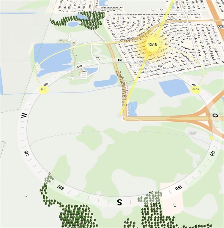 This is a map showing a residential area with a compass overlay and street names — GOLFVIEW AVE, COCOA, FL