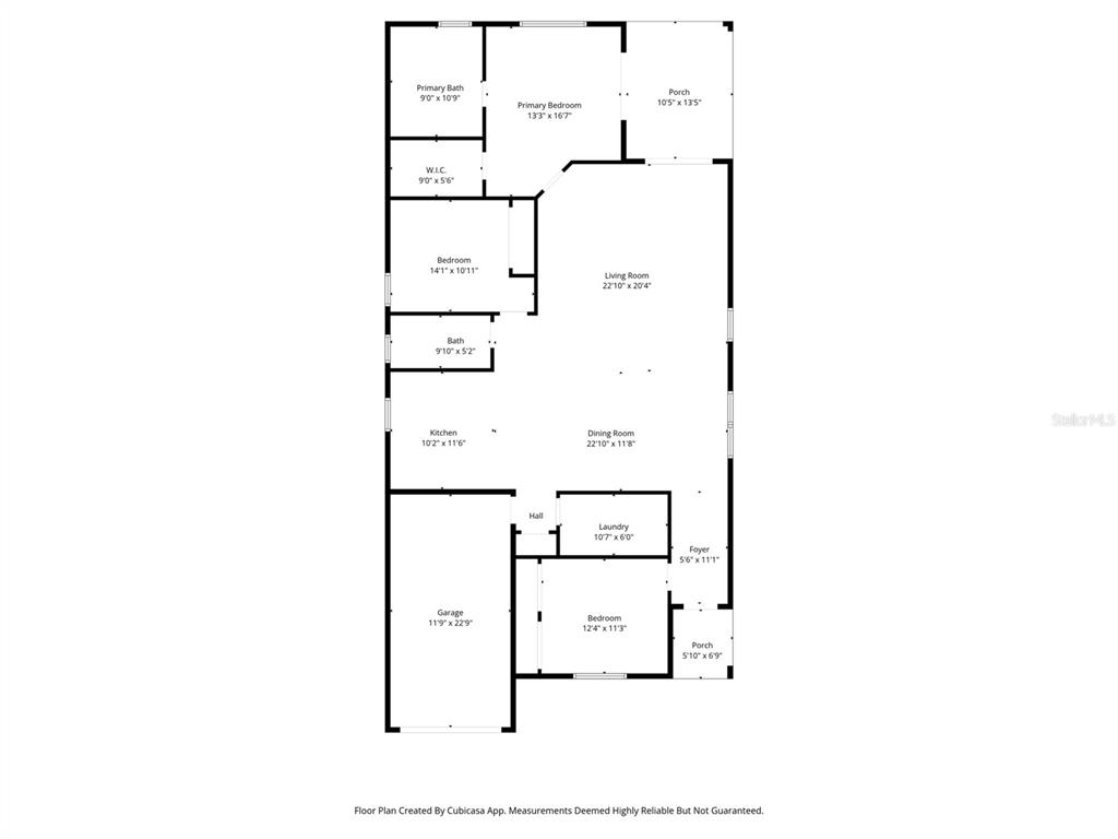 This is a floor plan showing a house layout with three bedrooms, two bathrooms, and a garage — 5106 PACIFIC AVENUE, SPRING HILL, FL