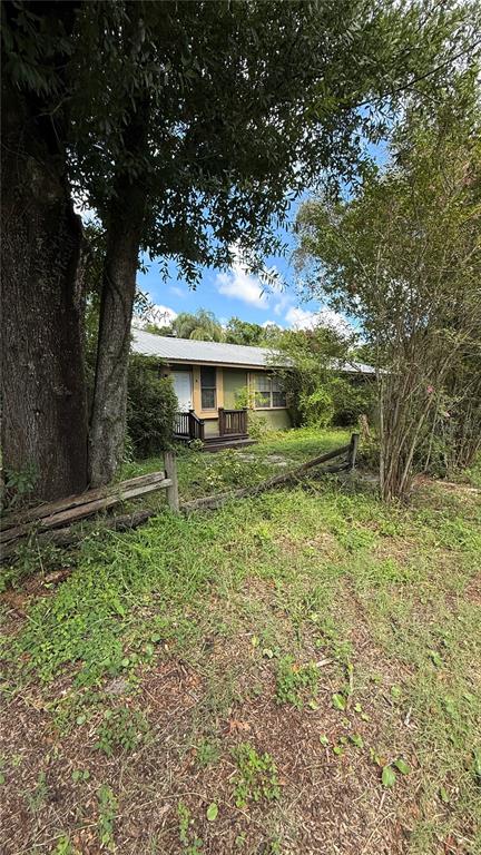 A single-story house with a metal roof sits behind a wooden fence and large trees — 8602 N ROME AVENUE, TAMPA, FL