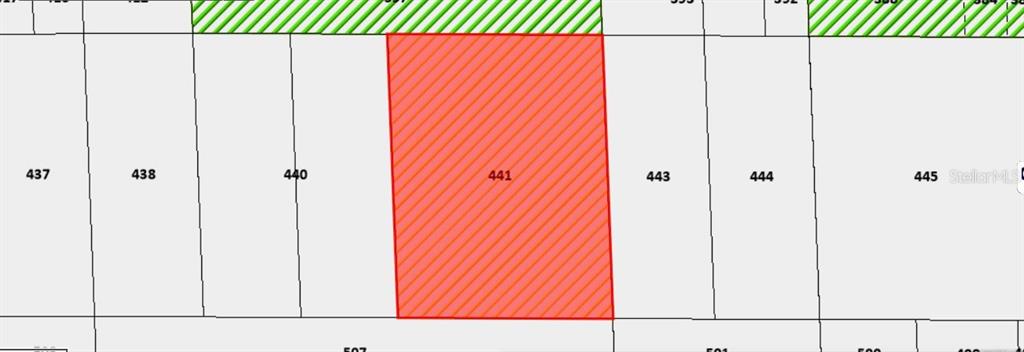 This is a map showing a highlighted rectangular land parcel labeled 441 — N/A, INDIANTOWN, FL
