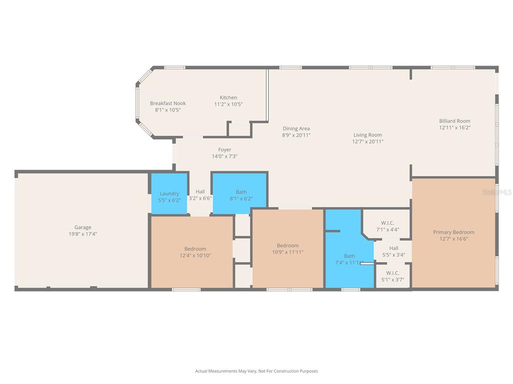 This is a floor plan showing the layout of a house with multiple rooms — 18208 BRELAND DRIVE, HUDSON, FL