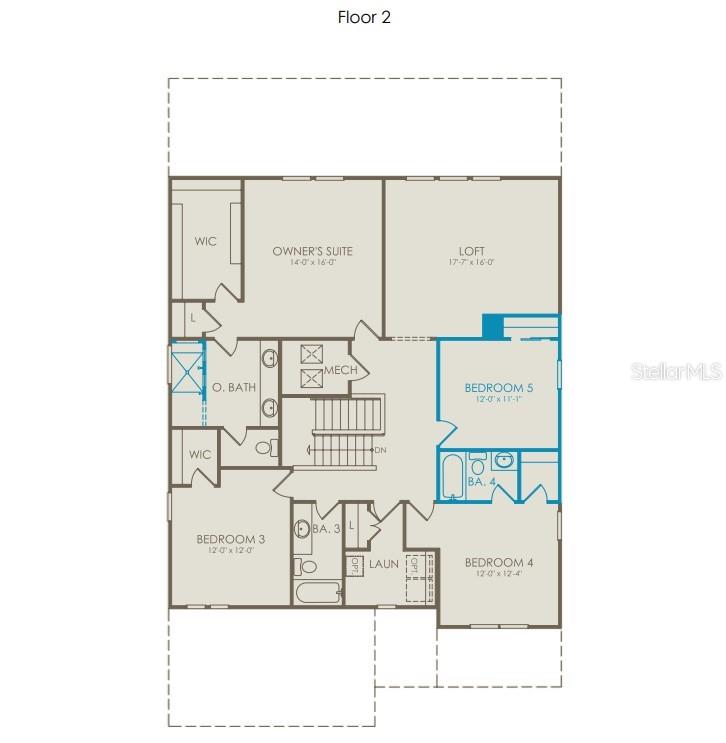This is a floor plan for the second level of a house featuring four bedrooms — 5249 HANDSOME HILLS DRIVE, MOUNT DORA, FL