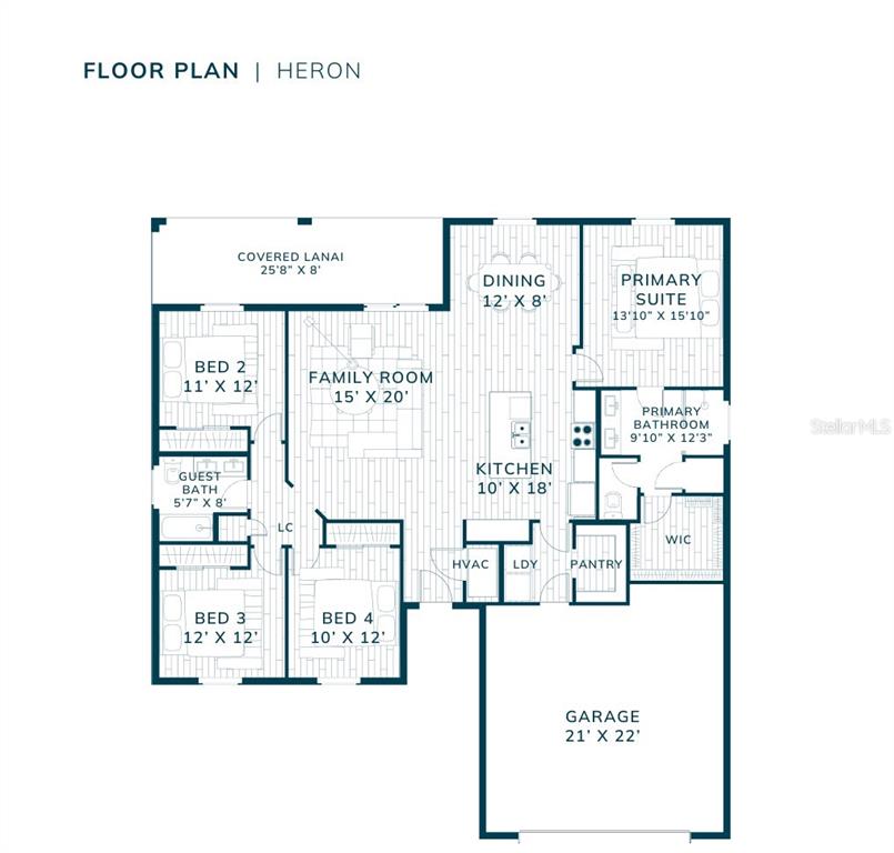 This is a floor plan for a house featuring four bedrooms, a garage, and a lanai — 8 RENFRO LANE, PALM COAST, FL