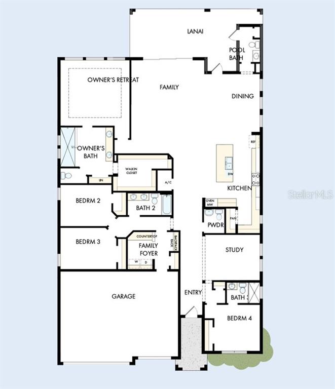 This is a floor plan for a single-story home with four bedrooms and a garage — 17644 FOXTAIL LOOP, VENICE, FL