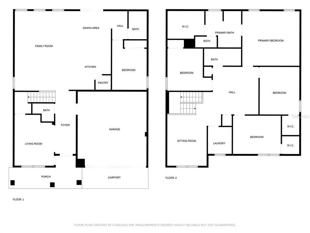 This is a two-story floor plan showing the layout of a house with a garage — 871 FILLMORE COURT, DAVENPORT, FL