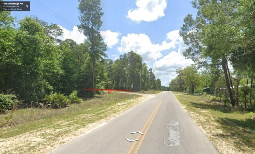 A view of a paved road bordered by dense trees and a vacant wooded lot — 105 GRANADA DRIVE, FLORAHOME, FL