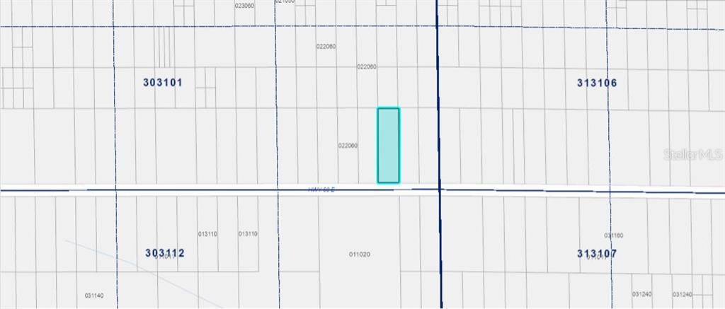 This is a plat map showing a highlighted rectangular parcel of land — 20901 STATE ROAD 60 E, LAKE WALES, FL