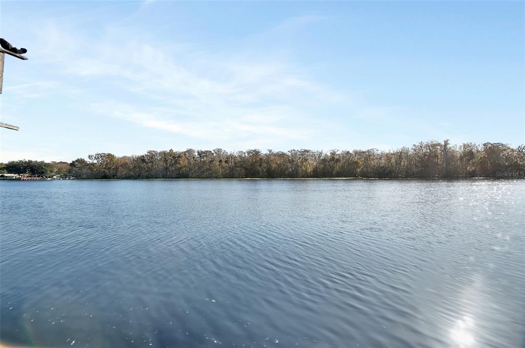 A view of a calm lake with a treeline in the distance under a blue sky — 55512 FRONT STREET, ASTOR, FL