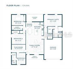 This is a floor plan for a single-story home featuring four bedrooms and a two-car garage — 191 UNDERWOOD TRAIL, PALM COAST, FL