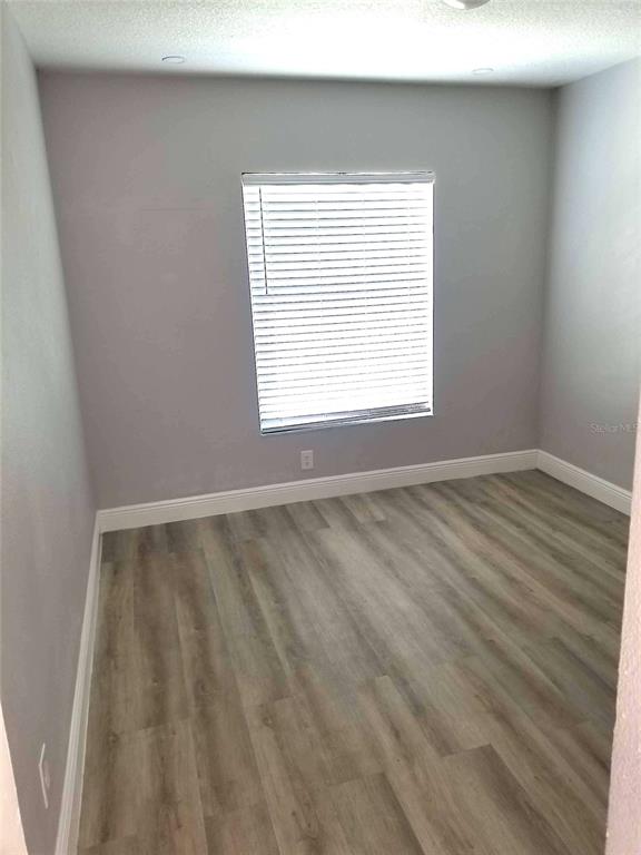 An empty room features light gray walls, wood-look flooring, and a window with white blinds — 721 FOSTER AVENUE, WINTER GARDEN, FL