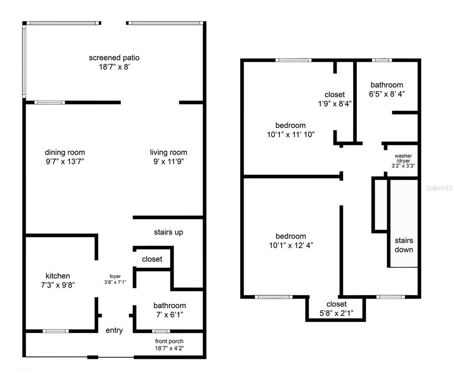 This is a two-story floor plan showing a kitchen, living areas, bedrooms, and bathrooms — 1007 BASEBALL AND BOARDWALK COURT, KISSIMMEE, FL