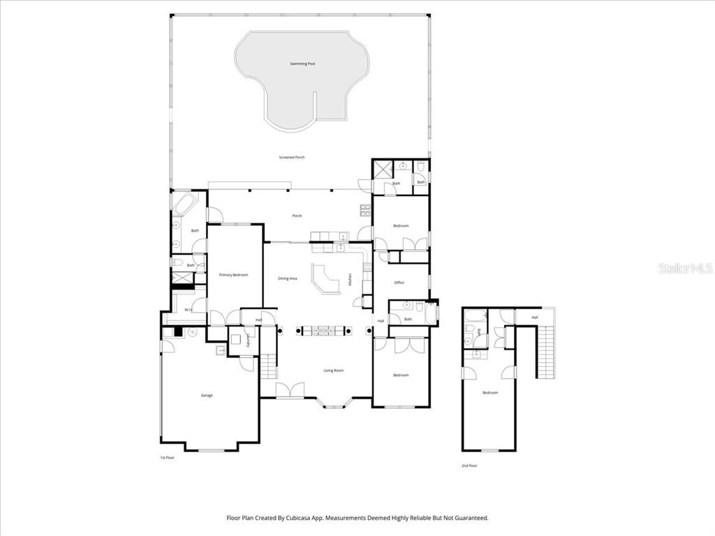 This is a floor plan showing the layout of a house with a swimming pool — 15104 COUNTY ROAD 48, ASTATULA, FL