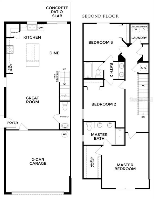 This is a floor plan showing the layout of a two-story home with a garage — 10534 FOUNTAIN PALM CIRCLE, BOKEELIA, FL