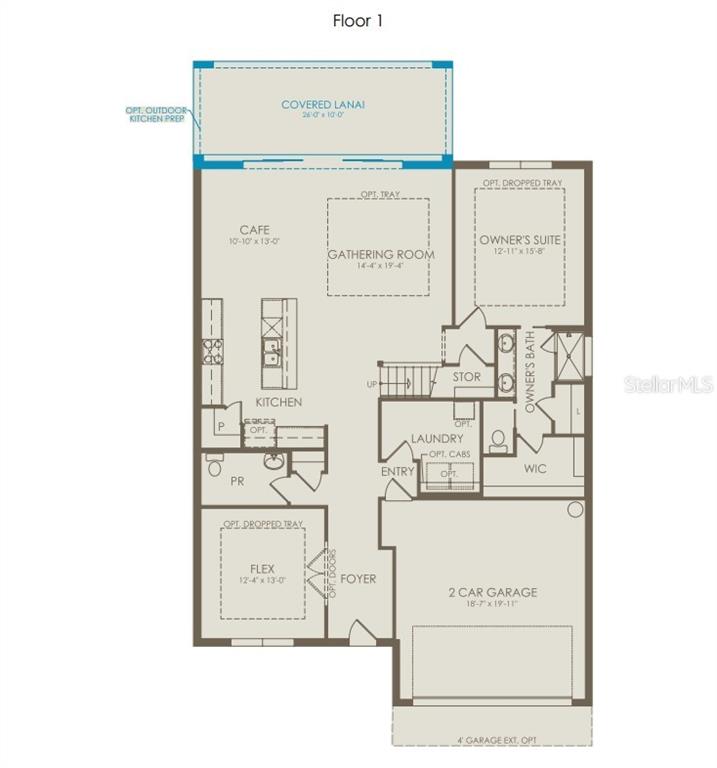 This is a floor plan for the first level of a house with a garage — 2204 BRANCHED OAK ROAD, ST CLOUD, FL