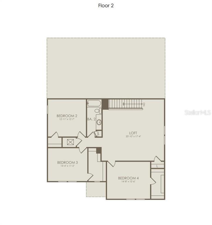 This is a floor plan for the second level of a home featuring three bedrooms — 2204 BRANCHED OAK ROAD, ST CLOUD, FL