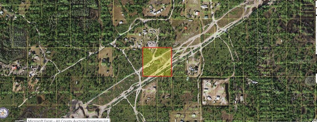 This is a map showing a highlighted plot of land in a rural, wooded area — HOLOPAW GROVES ROAD, ST CLOUD, FL