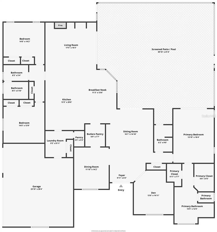This is a floor plan of a house featuring a garage, pool, and multiple bedrooms — 1162 CLUB HOUSE BOULEVARD, NEW SMYRNA BEACH, FL
